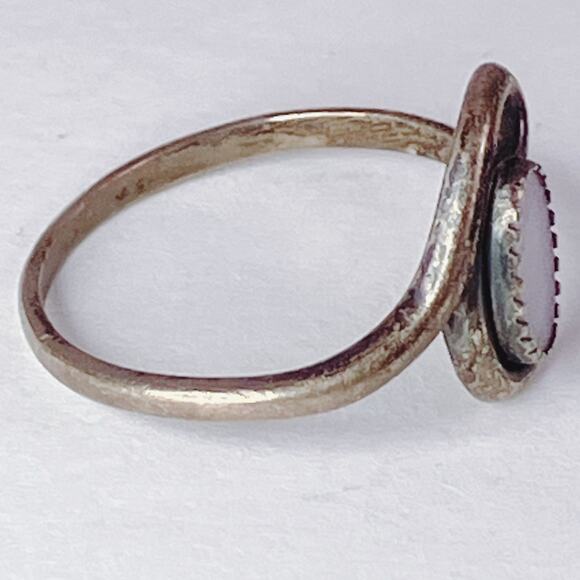 Vintage Ring Sterling Silver Mother of Pearl 1960s Signed WM Modernist Size 7.5 - Picture 12 of 16